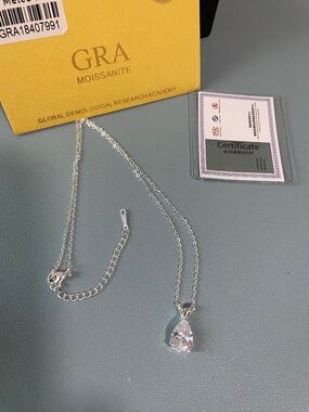 2 Carat Pear Shaped Moissante Necklace